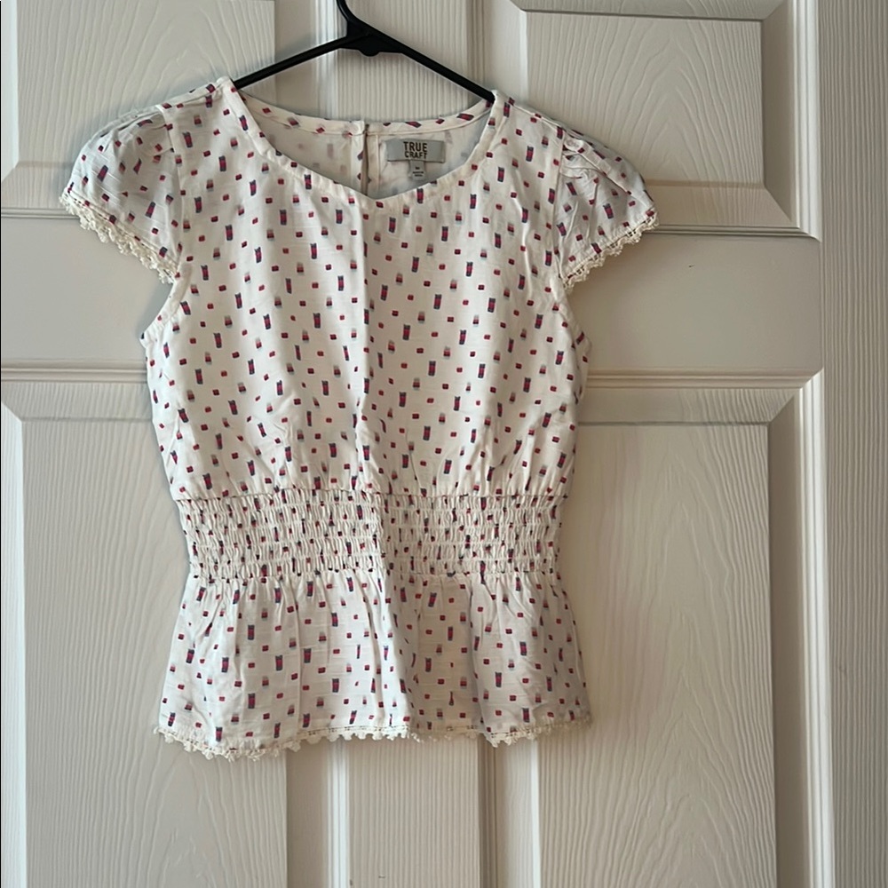 White and Red Polka Dot Top